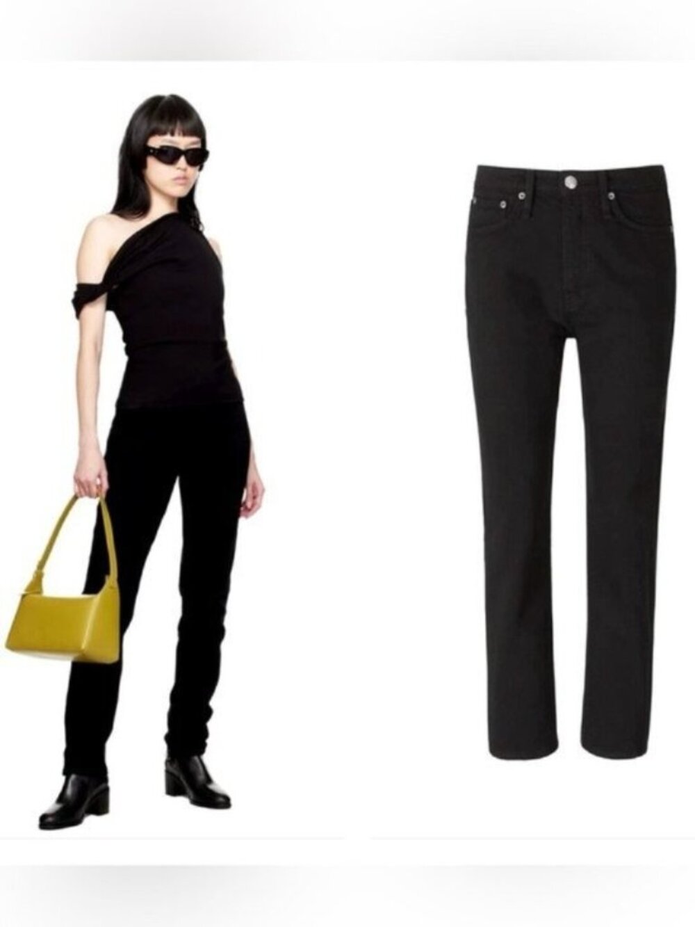 Rag & Bone High Rise Straight Jeans Black Quiet Luxury Minimalist Neutral